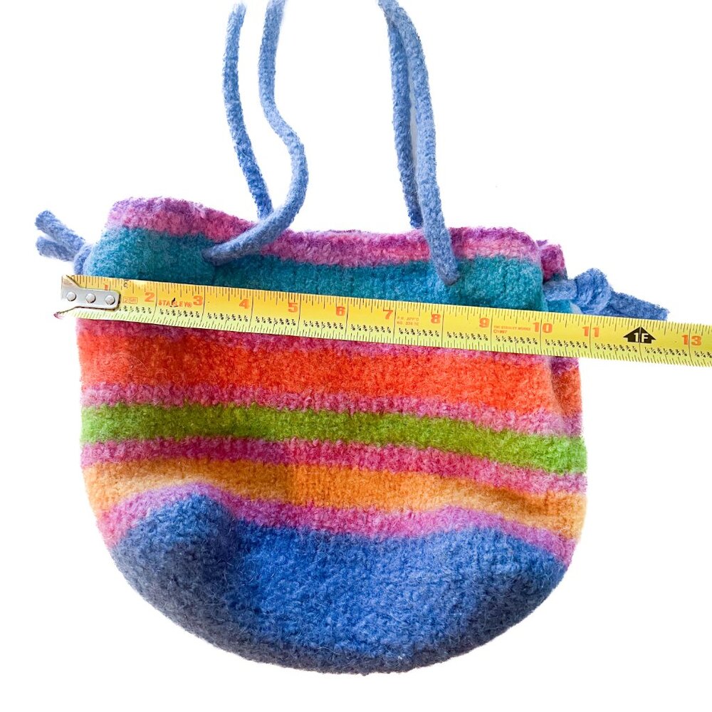 Booga Bag | Felted Wool Sunset Stripe Hobo Shoulder Bucket Artisan Bag - Picture 7 of 8